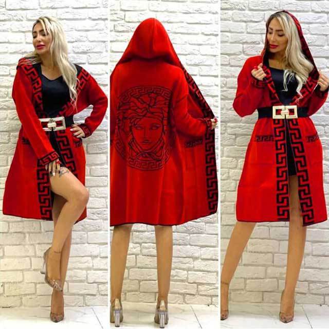 Knit Hooded Cardigan Coat
