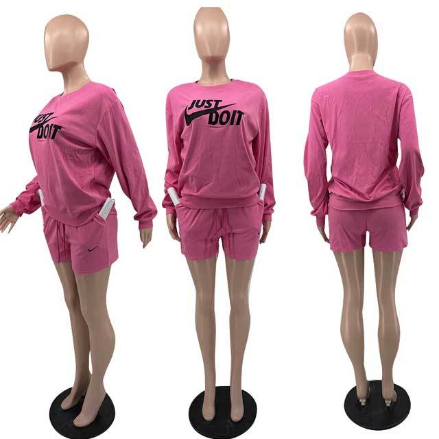 Embroidery Sweatshirt Top Short Set