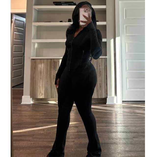 Basic Zipper Top Skinny Jogging Pants Suit