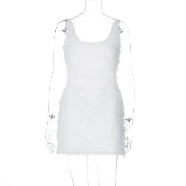 Backless Fuzzy Bodycon Dress