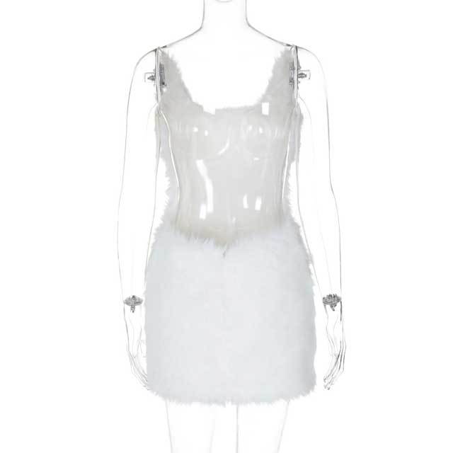 Backless Fuzzy Bodycon Dress