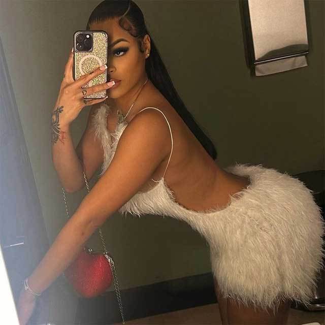 Backless Fuzzy Bodycon Dress