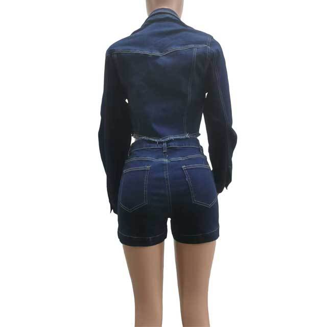 Denim Jacket Top Short Set