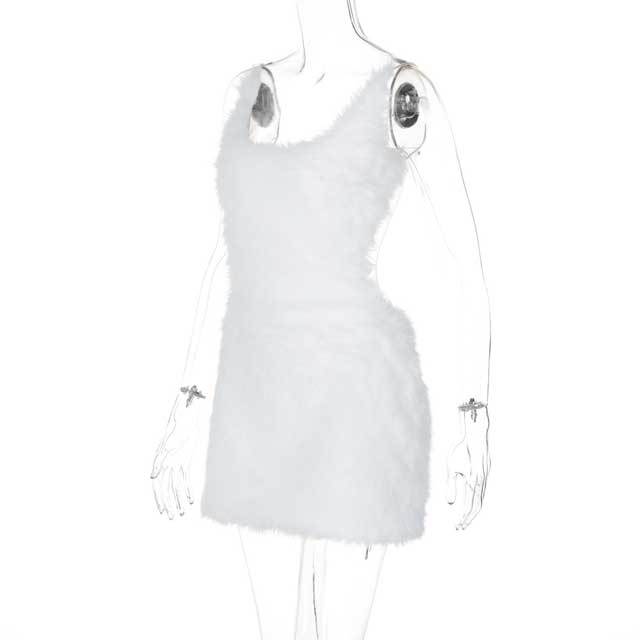 Backless Fuzzy Bodycon Dress