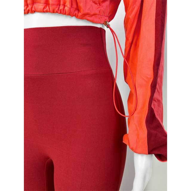 Color Block Drawstring Top Casual Jogging Pants Set
