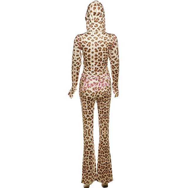 Leopard Print High Waist Tight Long Pants Suit