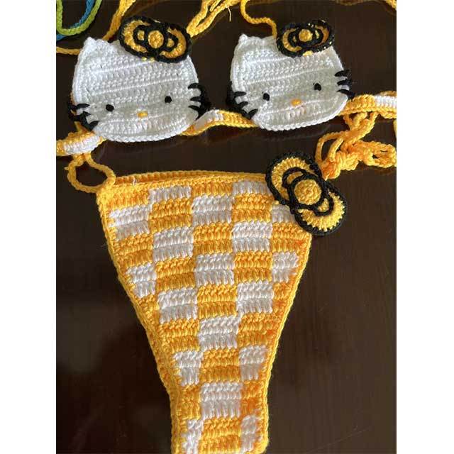 Hello-Kitty Crochet Bikinis Set( in stock )