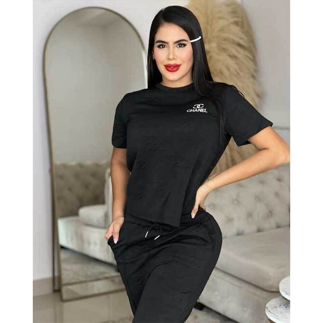 Embroidery Embossing Casual Sporty Pants Suit