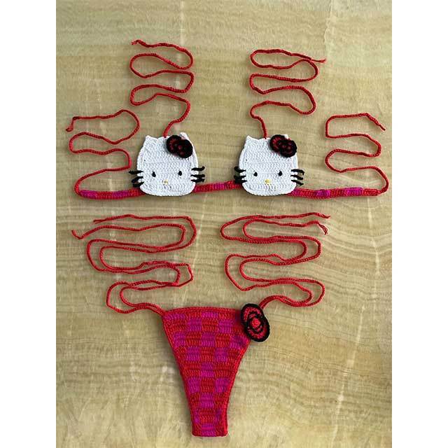 Hello-Kitty Crochet Bikinis Set( in stock )