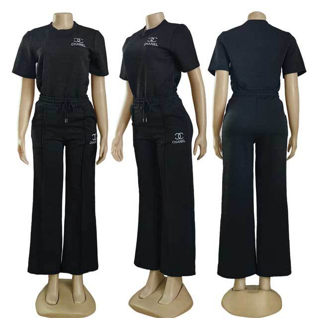 Embroidery Embossing Casual Sporty Pants Suit