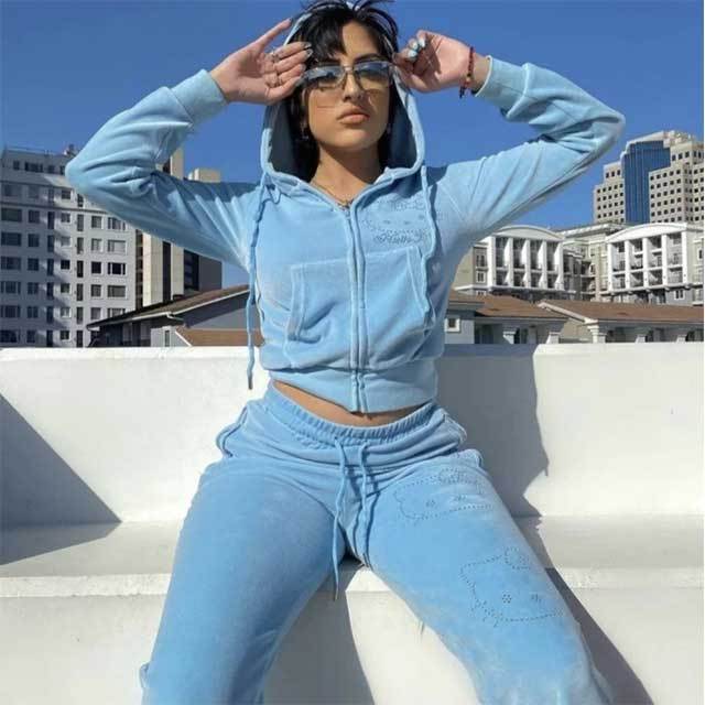 Hello Kitty Rhinestone Velvet Sweatsuit Set
