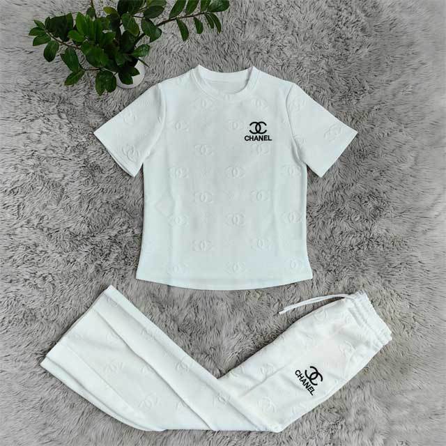 Embroidery Embossing Casual Sporty Pants Suit