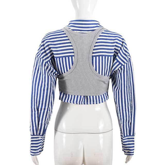 Striped Casual Two Piece Shirt Top