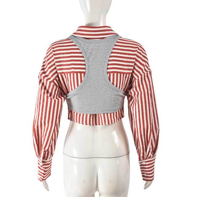 Striped Casual Two Piece Shirt Top