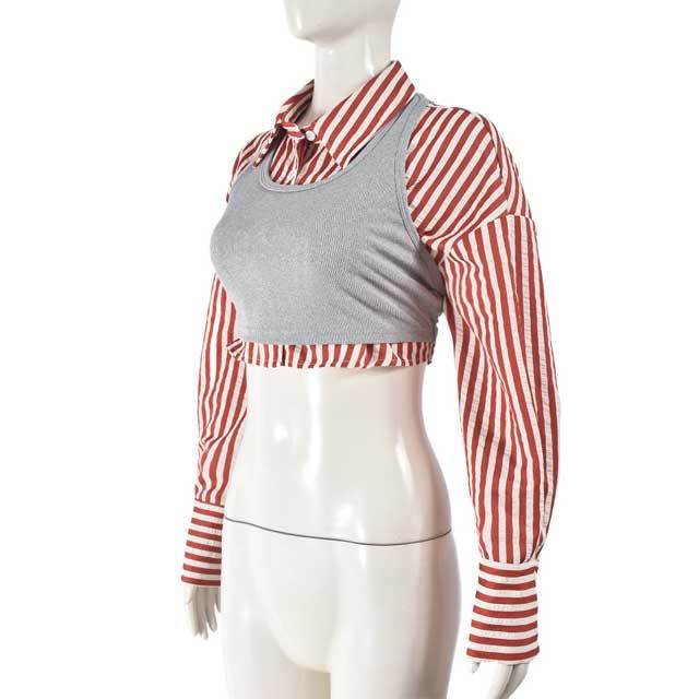 Striped Casual Two Piece Shirt Top