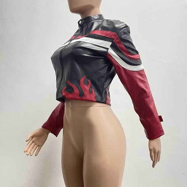 Color Block Leather Moto Jacket