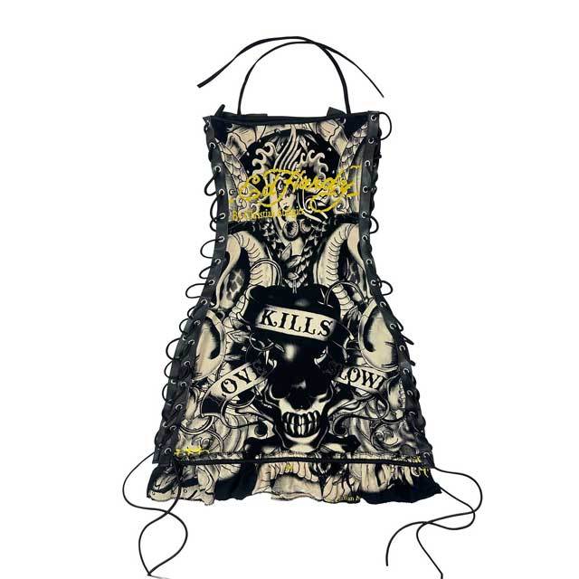 Printed Lace-Up Casual Dress