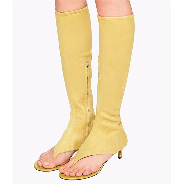 Elastic High-tube Clip-tooth Sandals Boots Thin Heel
