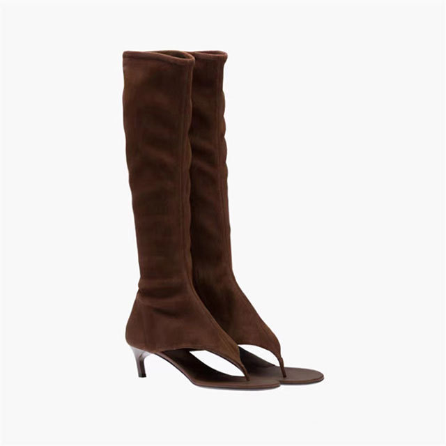 Elastic High-tube Clip-tooth Sandals Boots Thin Heel