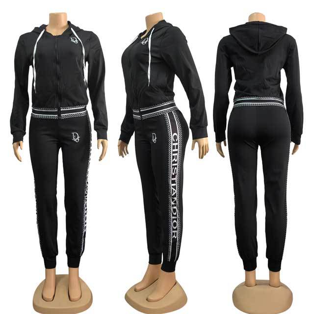 Embroidery Hooded Casual Jogging Suit
