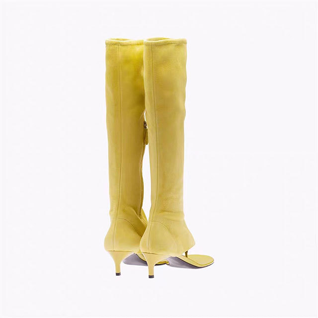 Elastic High-tube Clip-tooth Sandals Boots Thin Heel