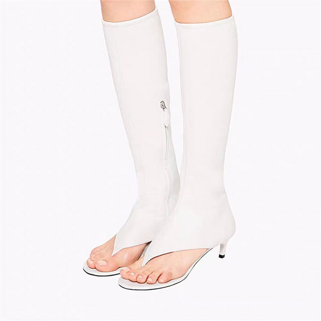 Elastic High-tube Clip-tooth Sandals Boots Thin Heel