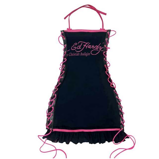 Printed Lace-Up Casual Dress