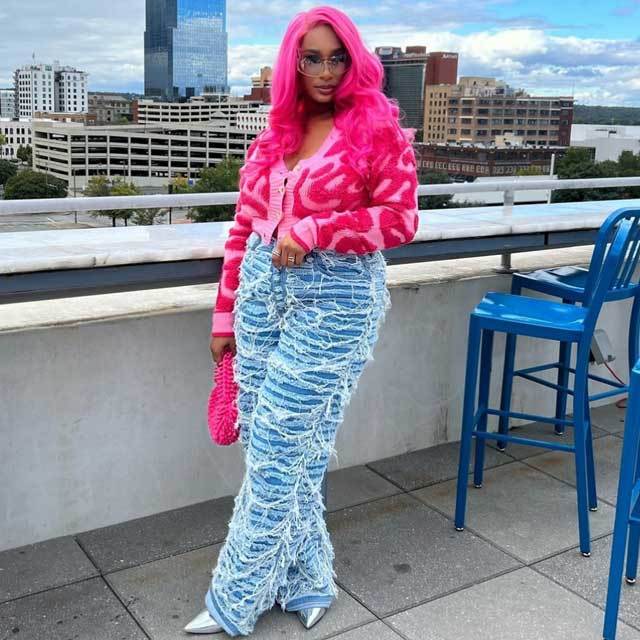 High Waist Ripped Tassel Jeans