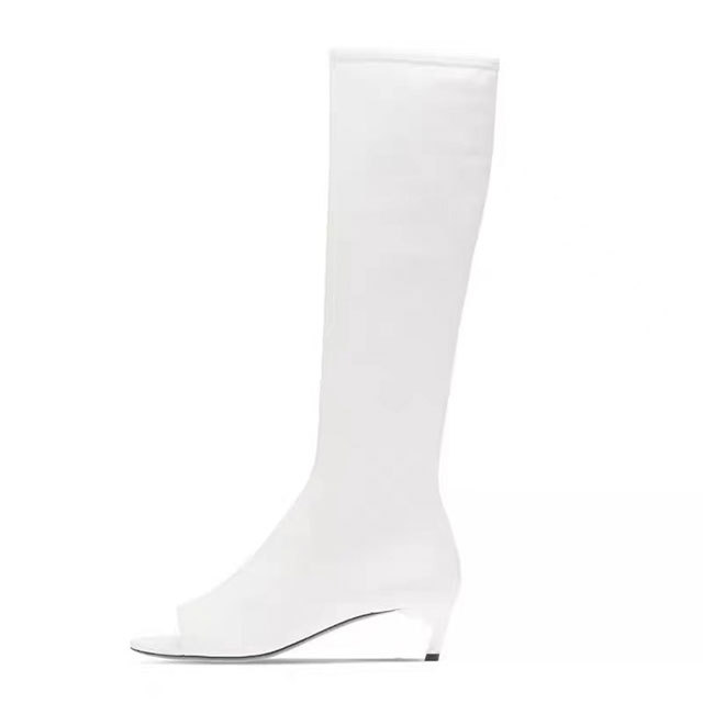 Elastic High-tube Clip-tooth Sandals Boots Thin Heel