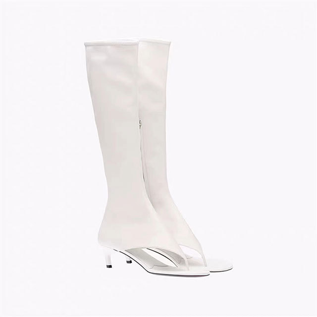 Elastic High-tube Clip-tooth Sandals Boots Thin Heel