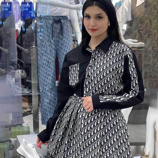 Printed Shirt Top Pleated Skirt Set