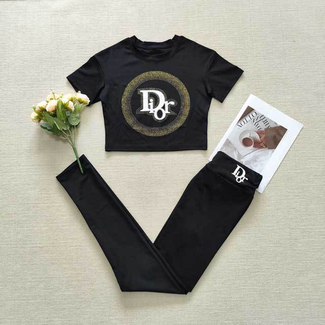 Rhinestones Short Sleeve Casual Jogging Suit