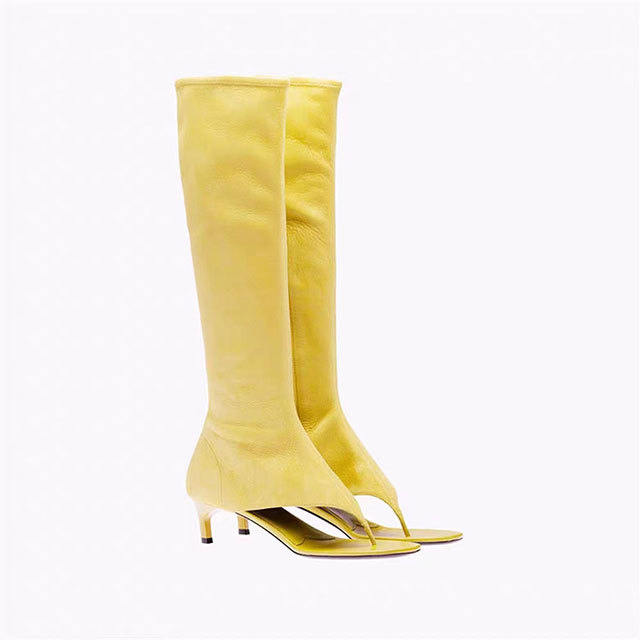 Elastic High-tube Clip-tooth Sandals Boots Thin Heel