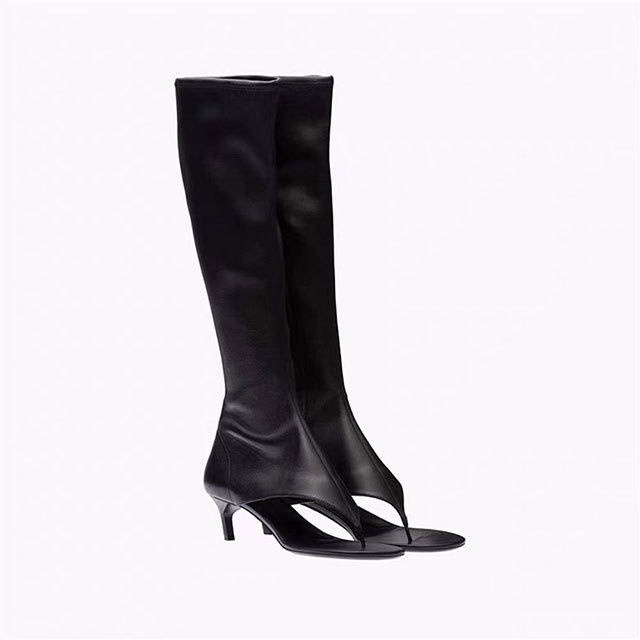 Elastic High-tube Clip-tooth Sandals Boots Thin Heel