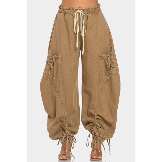Drawstring Harem Cargo Jeans