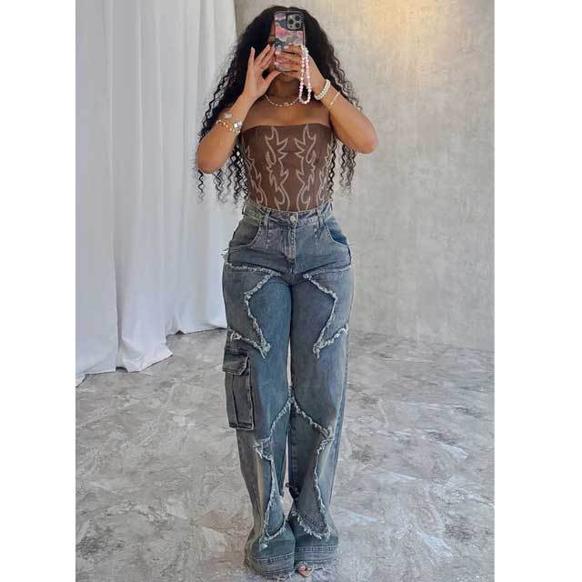 Star Tassel Vintage Cargo Jeans