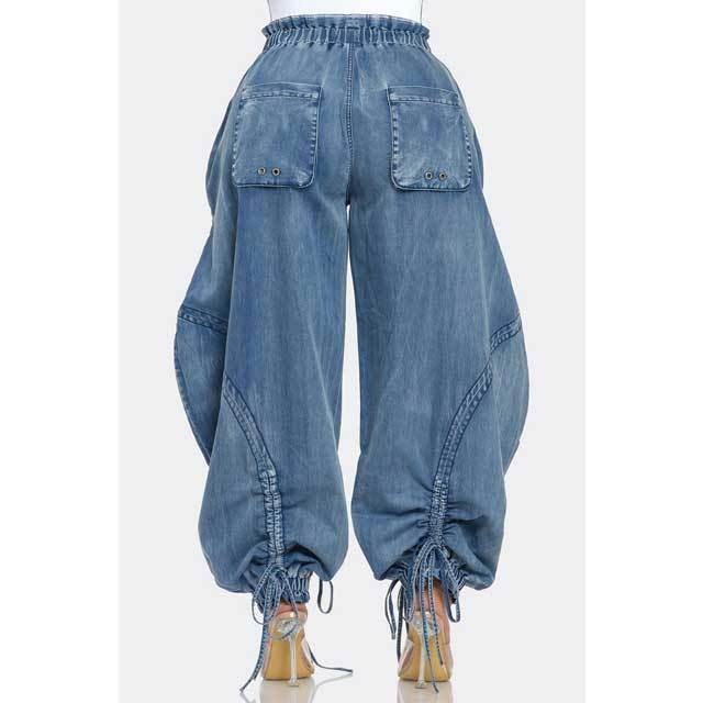 Drawstring Harem Cargo Jeans