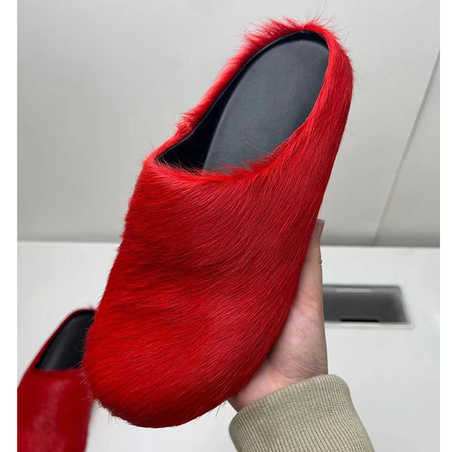 Luxury Fuzzy Flat Slides
