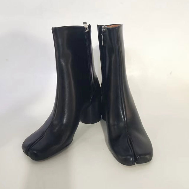 Split Toe Thick High Heel Ankle Boots