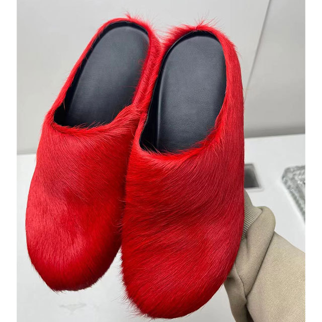 Luxury Fuzzy Flat Slides