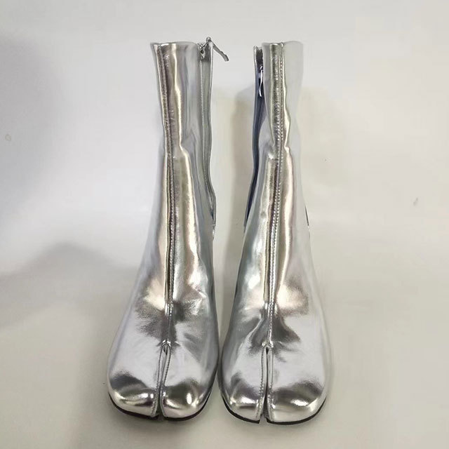 Split Toe Thick High Heel Ankle Boots
