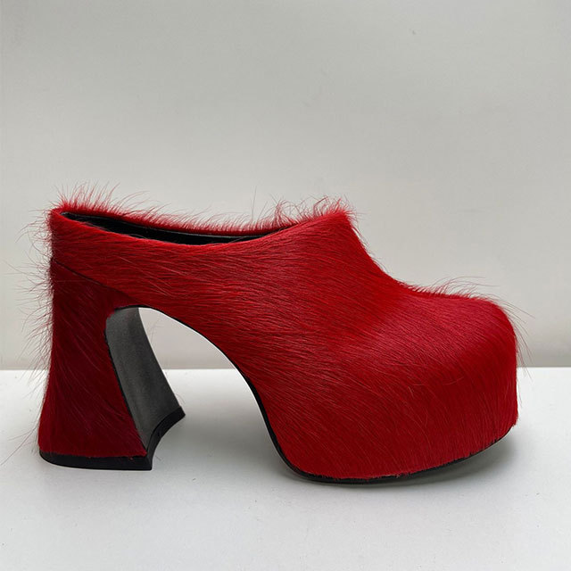 Chunky Heel Platform Slippers