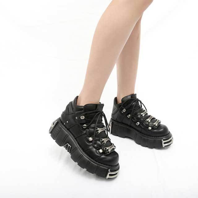 Heavy Metal Lace-Up Punk Platform Shoes