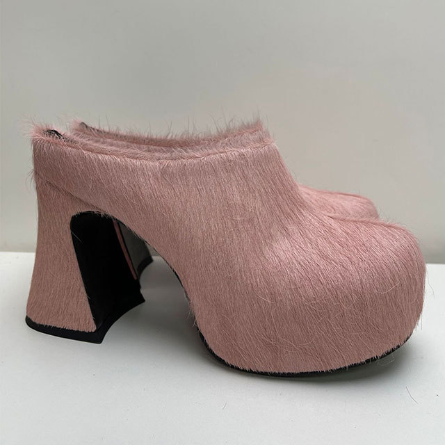 Chunky Heel Platform Slippers