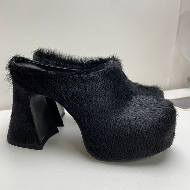 Chunky Heel Platform Slippers