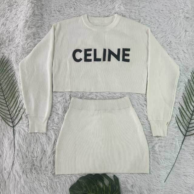 Embroidery Knit Skirt Set