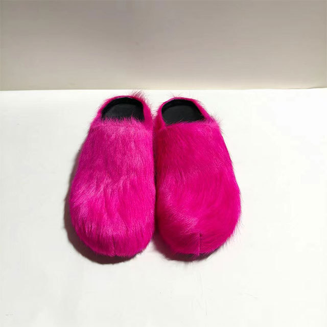 Luxury Fuzzy Flat Slides