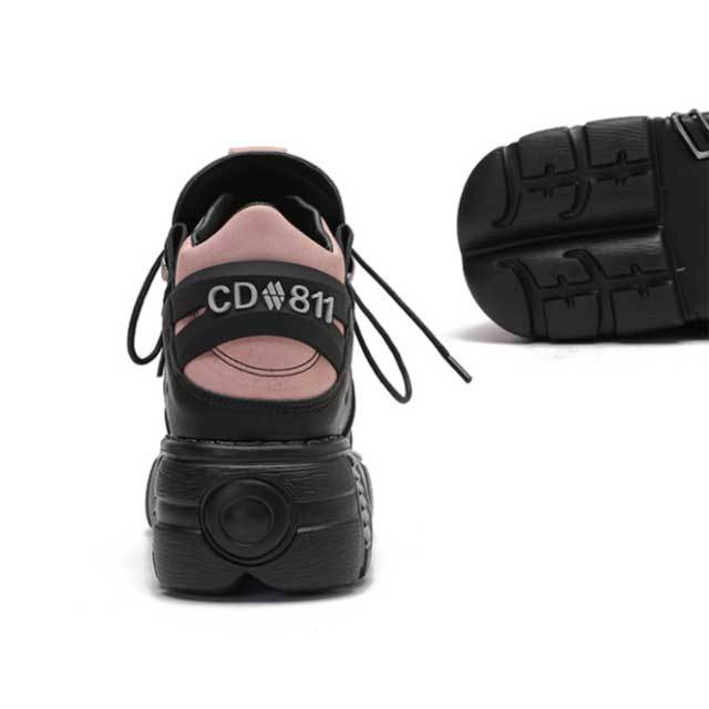 Color Block Lace-Up Punk Platform Sneaker