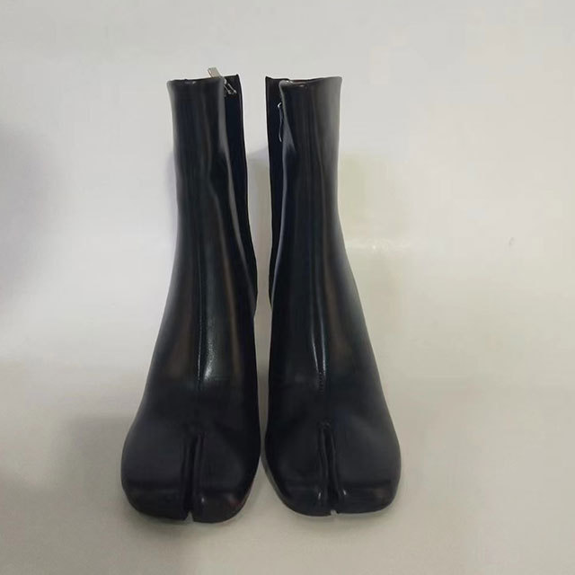 Split Toe Thick High Heel Ankle Boots