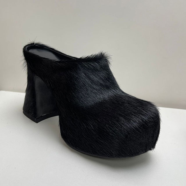 Chunky Heel Platform Slippers